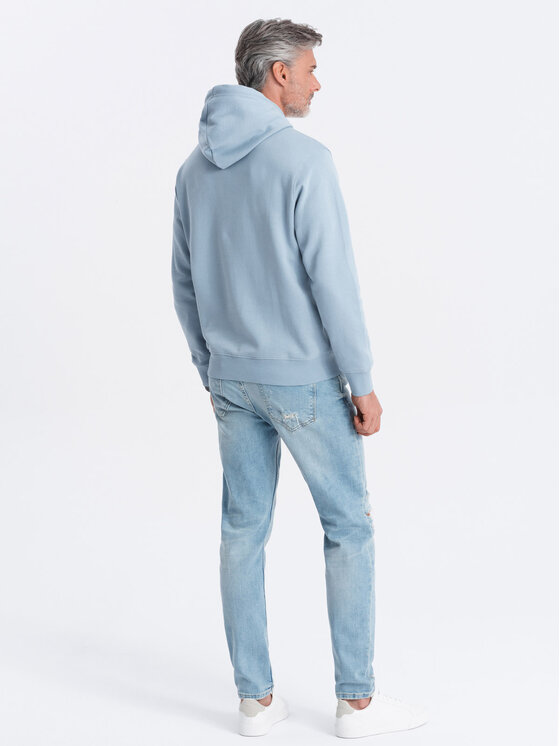 Ombre Ombre Bluza OM-SSBN-0177 Niebieski Classic Fit