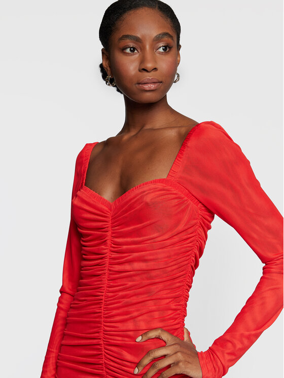 ROTATE Coctailkleid Mesh RT1981 Rot Slim Fit | Modivo.de