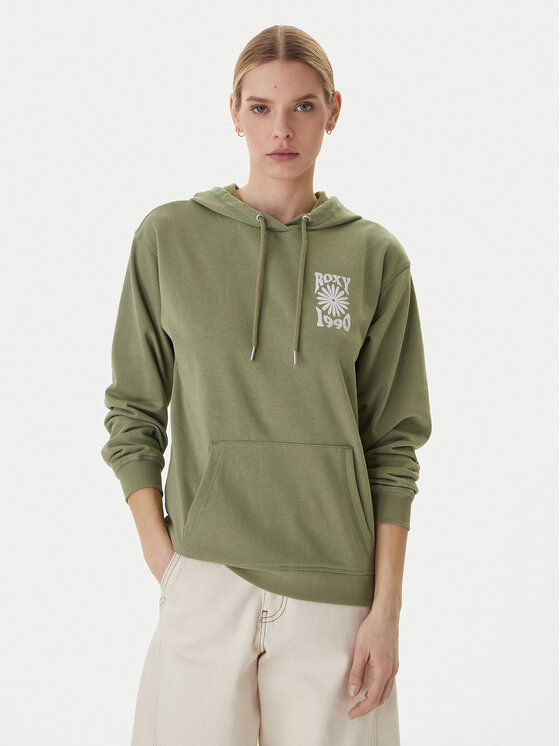 Roxy Roxy Pulóver Surf Stoked Terry Vint ERJFT05062 Khaki Relaxed Fit