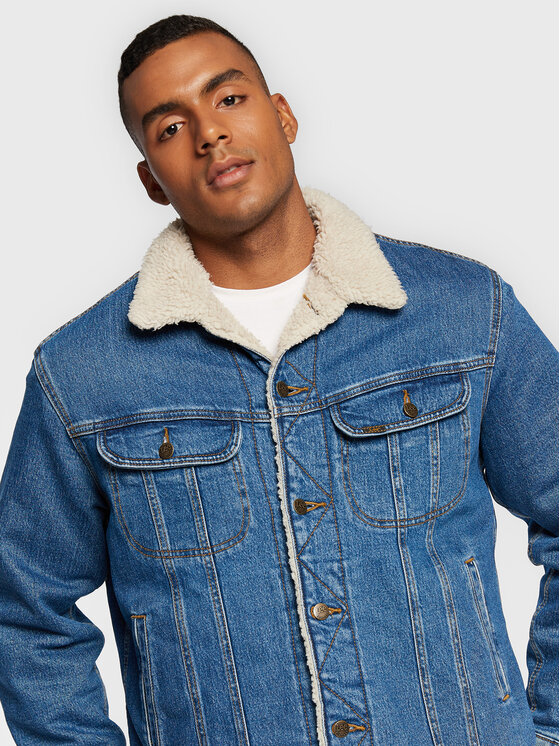Lee Lee Kurtka jeansowa Sherpa L87AMWFW 112321554 Niebieski Regular Fit