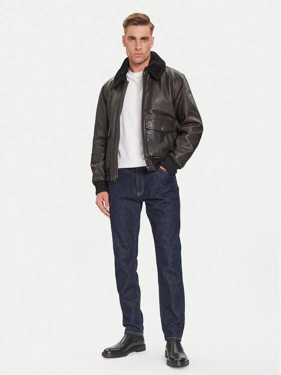 JOOP! Geacă de piele Falko 80000864 Gri Regular Fit | Modivo.ro