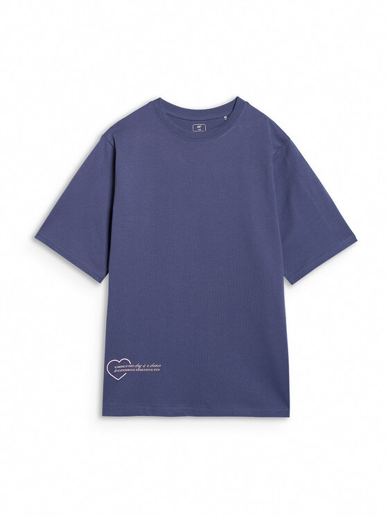 4F 4F T-Shirt BASIC+ Niebieski Oversize