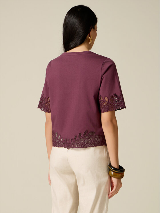 Oltre Oltre T-Shirt G00GJ004621N039 Fioletowy Regular Fit
