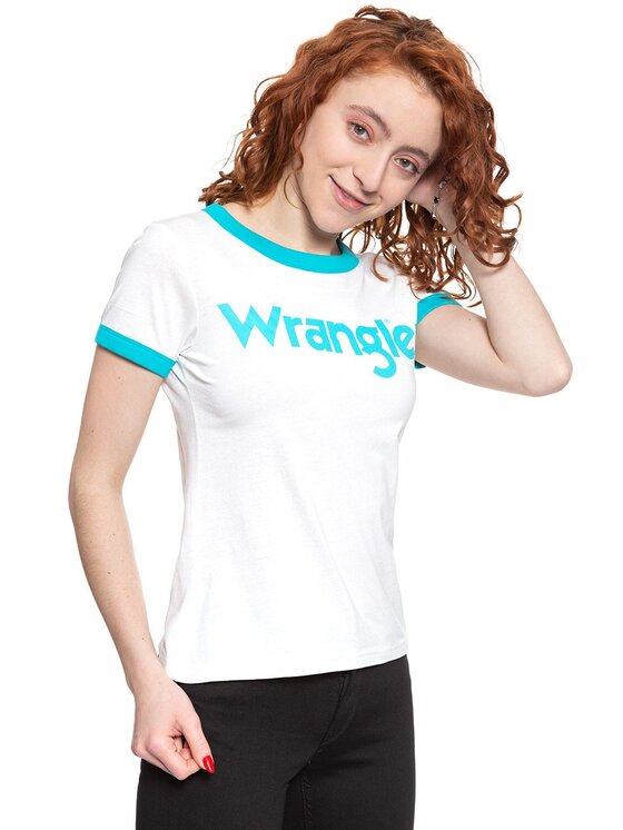 Wrangler Wrangler T-Shirt SS RINGER TEE Biały Slim Fit