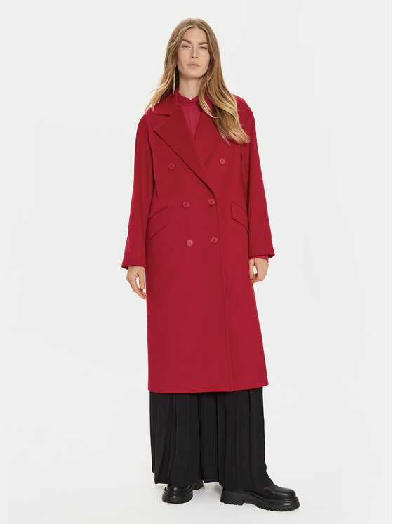 TWINSET TWINSET Palton de lână 242TT2203 Roșu Loose Fit