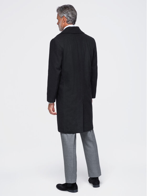 Ombre Ombre Płaszcz zimowy OM-COWC-0156 Czarny Regular Fit