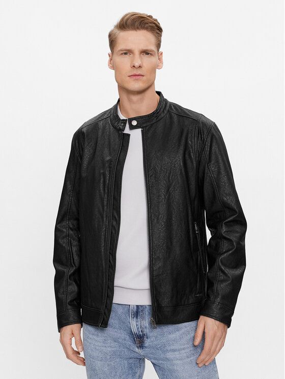 Guess Bunda z imitácie kože M4RL08 WFW30 Čierna Regular Fit