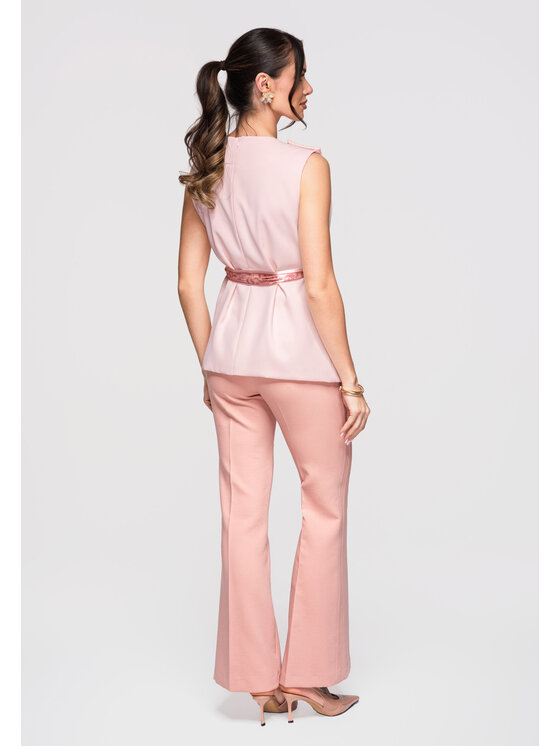 Ombre Ombre Bluzka OW-TS-E0003 Różowy Slim Fit