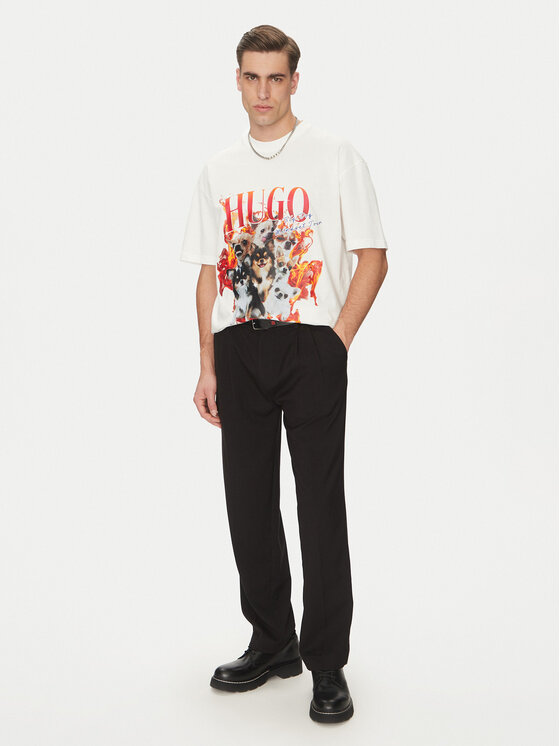 HUGO HUGO T-krekls Dugie 50538259 Écru Oversize