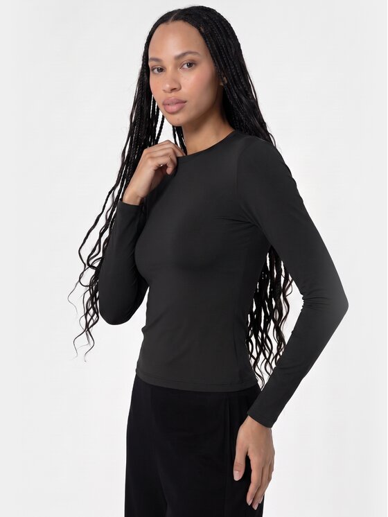 BASICLO BASICLO Longsleeve W-2253 Czarny Slim Fit