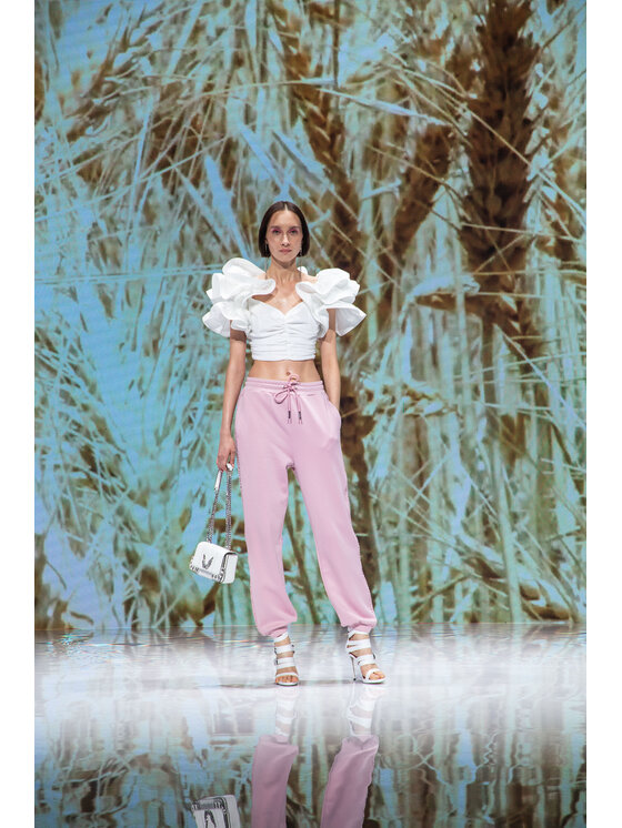 Elisabetta Franchi Elisabetta Franchi Blúz és szoknya szett TG-003-11E2-V470 Fehér Slim Fit
