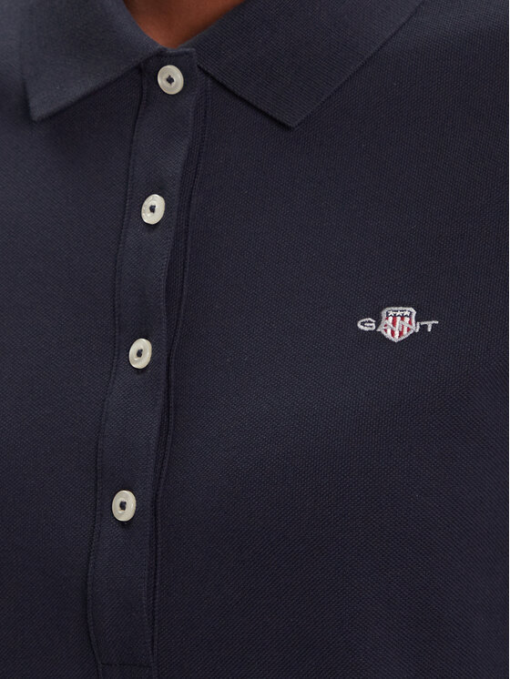 Gant Gant Тениска с яка и копчета Shield 4202231 Тъмносин Slim Fit