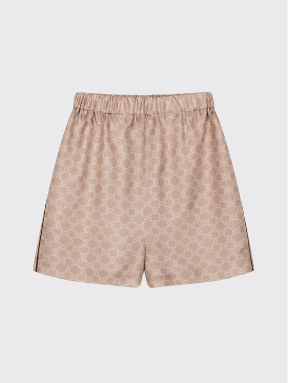 MARI PRETI MARI PRETI Kalhoty z materiálu MONOGRAM M Béžová Regular Fit