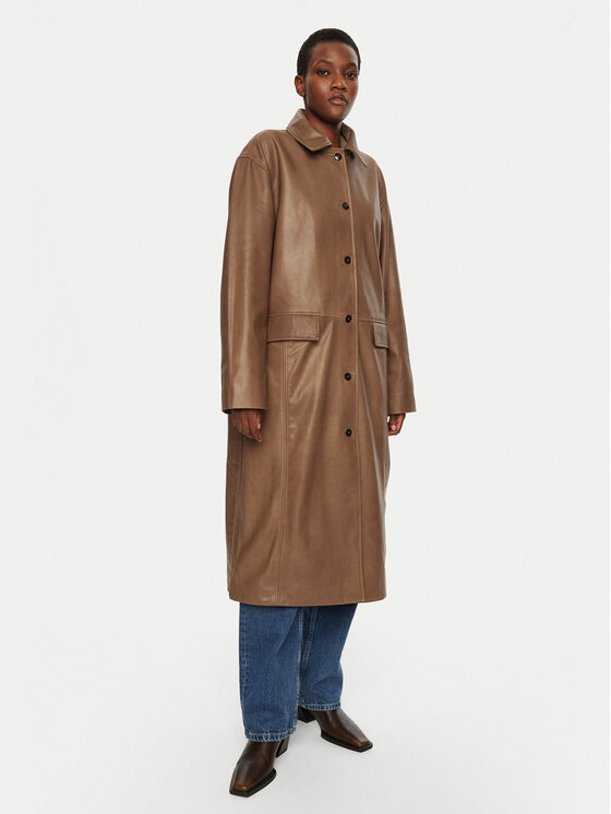Herskind Herskind Bőr kabát Halston 5470175 Barna Loose Fit