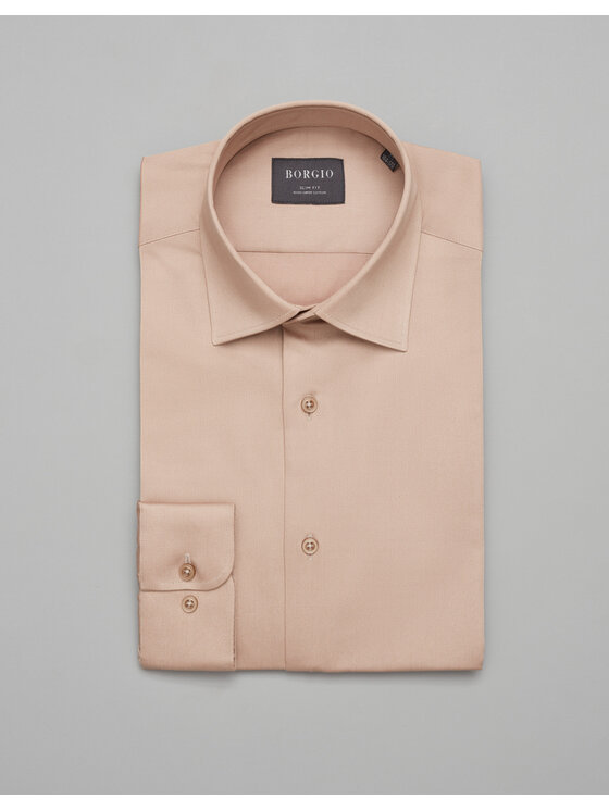 Borgio Borgio Koszula simeria Beżowy Slim Fit