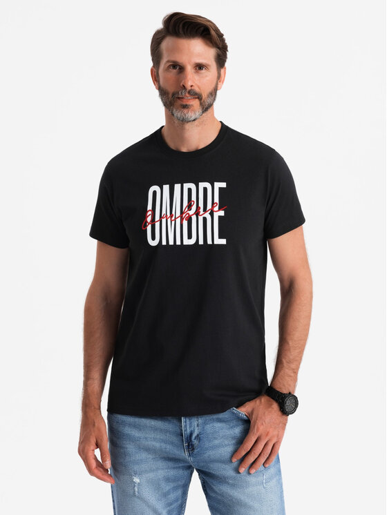 Ombre Ombre T-Shirt OM-TSPT-0210 Czarny Regular Fit