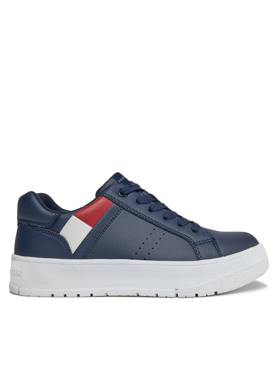 Tommy Hilfiger Snīkeri Flag Low Cut Lace-Up Sneaker T3X9-33356-1355 S Tumši zils