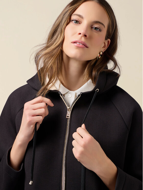 Oltre Oltre Płaszcz zimowy 8163J000235N0Z3 Czarny Baggy Fit