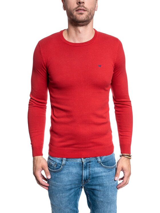 Wrangler Wrangler Maglione CREW KNIT Rosso Regular Fit