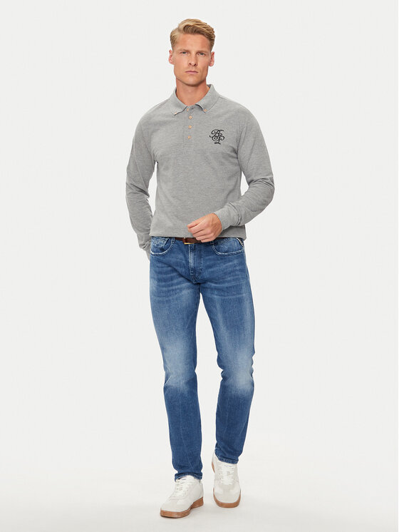 Brave Soul Brave Soul Тениска с яка и копчета MLT-412KLAY Сив Regular Fit