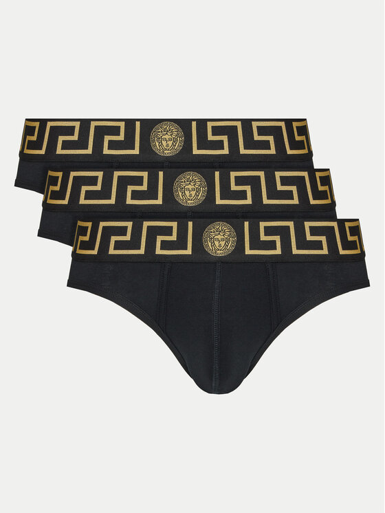 Versace Lot de 3 slips AU10327 1A10011 Noir