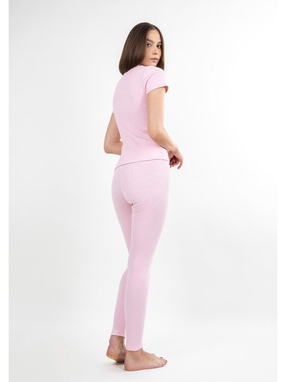 DKaren Sport DKaren Sport Komplet bluza i legginsy KHalima Różowy Classic Fit