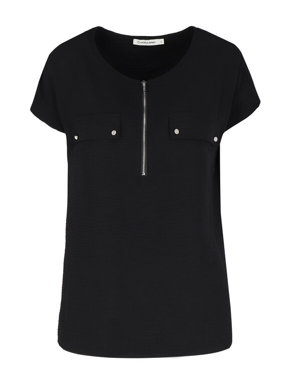 Volcano Volcano Bluzka C-SOLIS Czarny Regular Fit