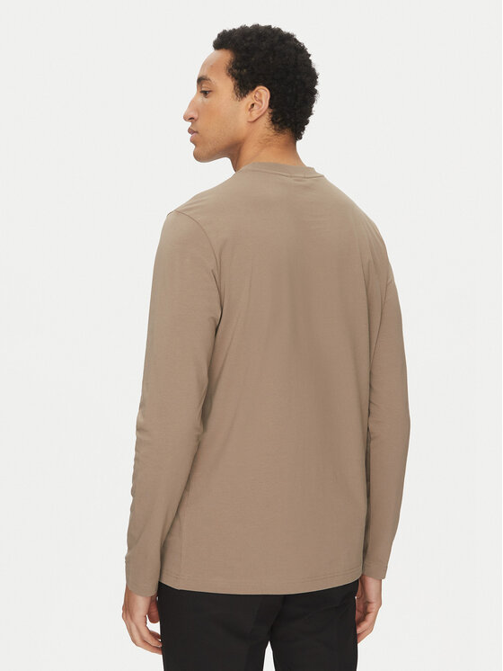 BOSS BOSS Pikkade varrukatega T-särk 50506365 Beež Regular Fit