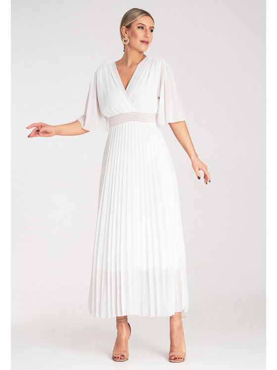 FIGL FIGL Večerní šaty M1294 Bílá Feminine Fit