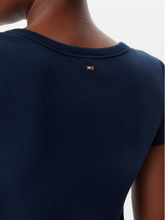 Tommy Hilfiger Tommy Hilfiger Haljina za svaki dan Henley WW0WW43864 Tamnoplava Slim Fit