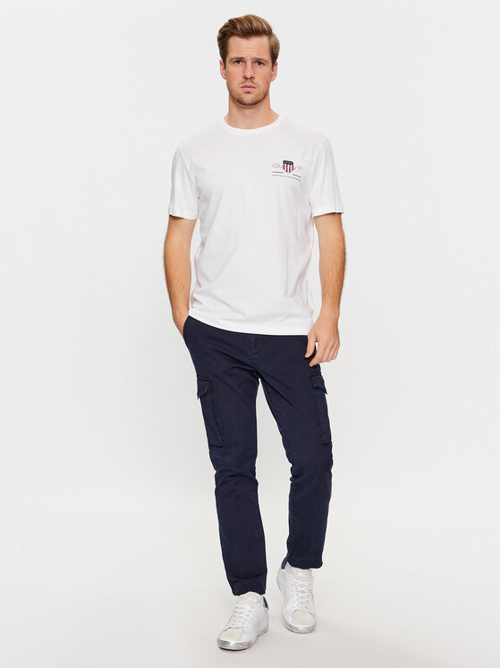 Gant Gant T-krekls Reg Archive Shield Emb Ss 2067004 Balts Regular Fit