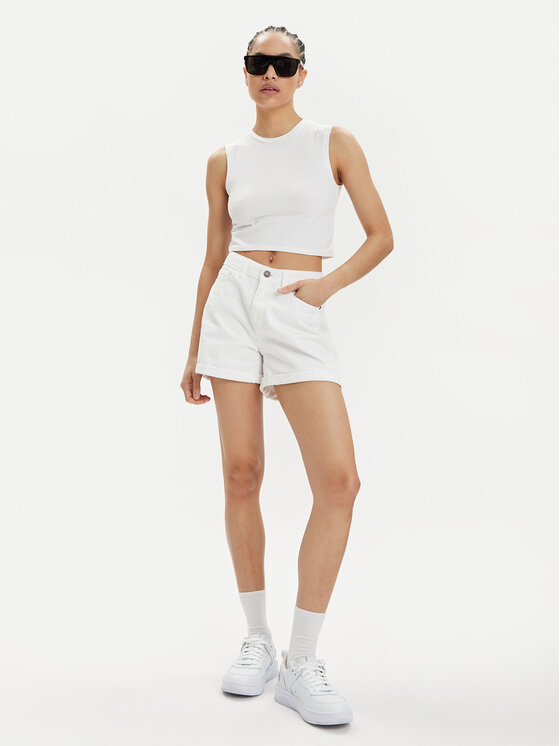 Noisy May Noisy May Pantaloni scurți de blugi Smiley 27029288 Alb Relaxed Fit