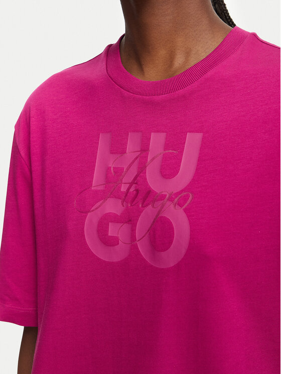 HUGO HUGO T-Shirt Dashire_5 50566678 Tmavě růžová Relaxed Fit