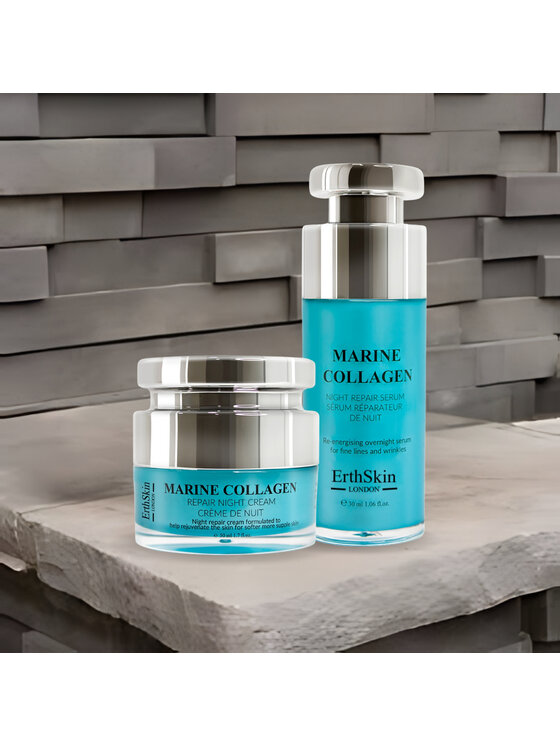 Erthskin London Erthskin London z kolagenem morskim + serum naprawcze z kolagenem morskim Krem na noc