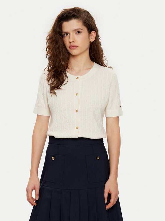 Tommy Hilfiger Tommy Hilfiger Kardigán WW0WW43958 Ekru Regular Fit