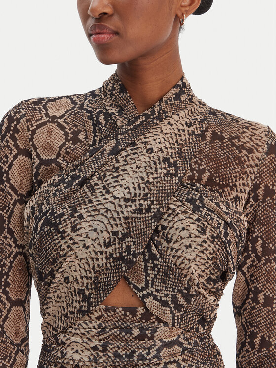 Bardot Bardot Koktel haljina Aliyah 56305DB4 Smeđa Slim Fit