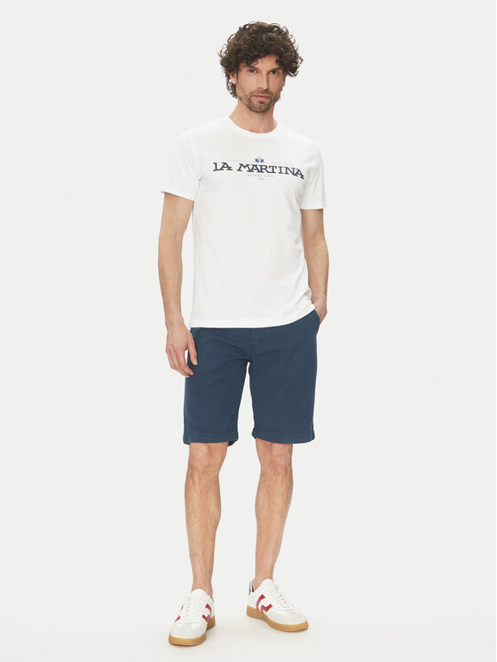 La Martina La Martina Bavlnené šortky Vics MAB004 TL147 Tmavomodrá Regular Fit