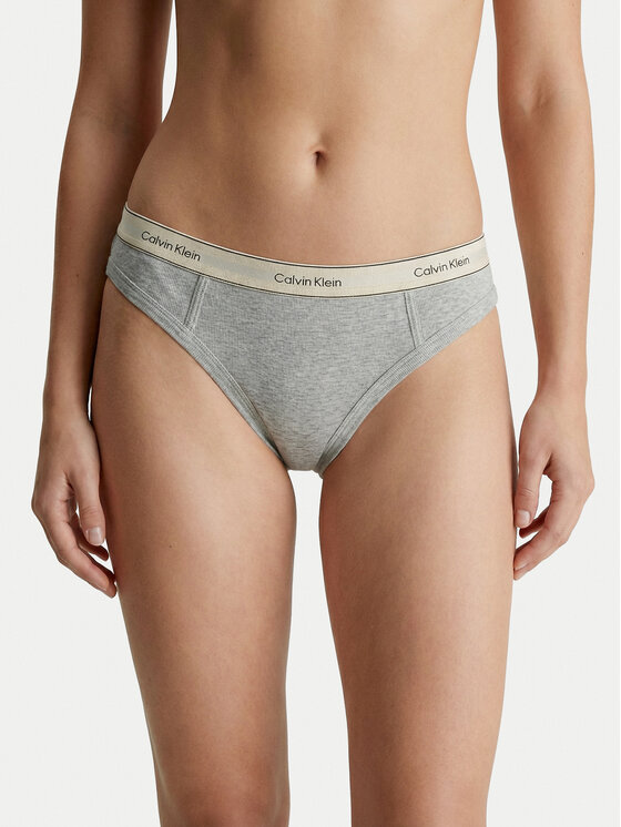 Calvin Klein Calvin Klein Stringové nohavičky LV00QF8771 Sivá