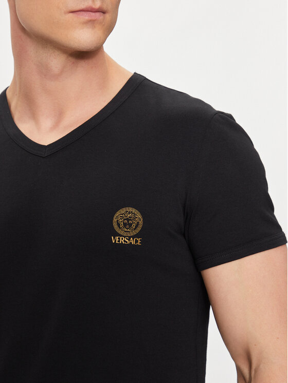 Versace Versace T-Shirt AUU01004 Czarny Regular Fit