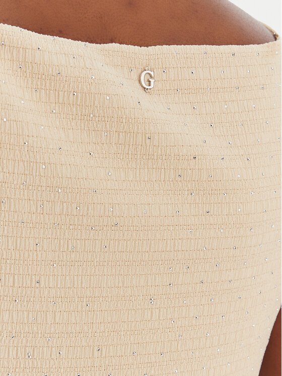 Guess Guess Koktejlové šaty W6GKA1 K3488 Béžová Slim Fit