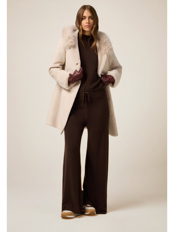 Oltre Oltre Cappotto invernale 8716R001283N002 Crema Baggy Fit
