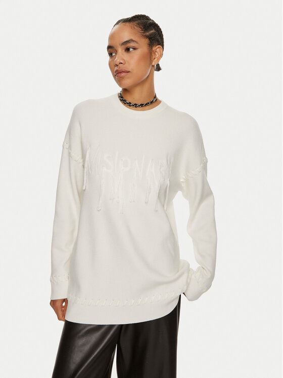 Patrizia Pepe Sveter 8K0238 K207-W146 Biela Regular Fit