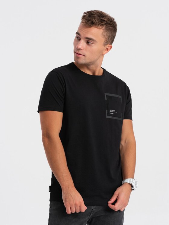 Ombre Ombre T-Shirt OM-TSPT-0154 Czarny Regular Fit