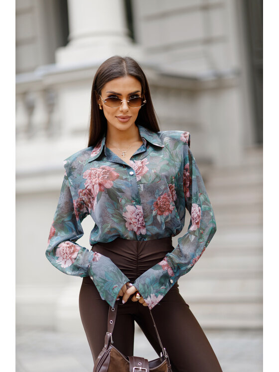 LilaLou LilaLou Koszula Camilla Zielony Regular Fit
