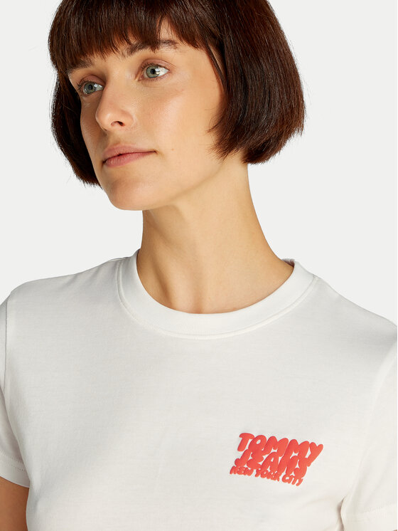 Tommy Jeans Tommy Jeans T-shirt Bubble DW0DW21338 Bijela Regular Fit