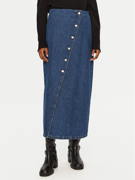 Vila Vila Farmer szoknya Sym 14099725 Kék Regular Fit