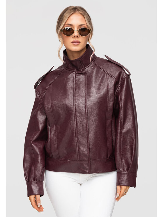 Ombre Ombre Kurtka przejściowa OW-JAFL-0104 Bordowy Oversize