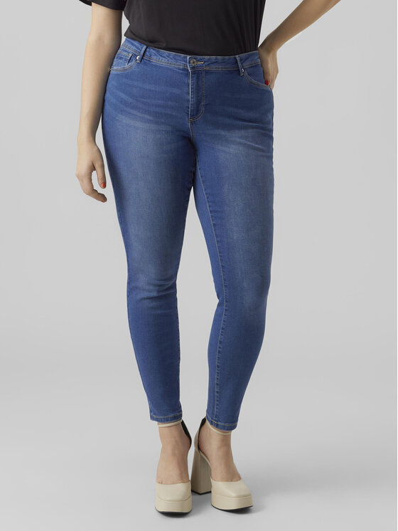 Vero Moda Curve Vero Moda Curve Jeansy Fanya 10287061 Modrá Slim Fit