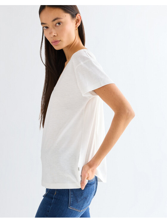 Wrangler Wrangler T-Shirt EASY V NECK Biały Regular Fit