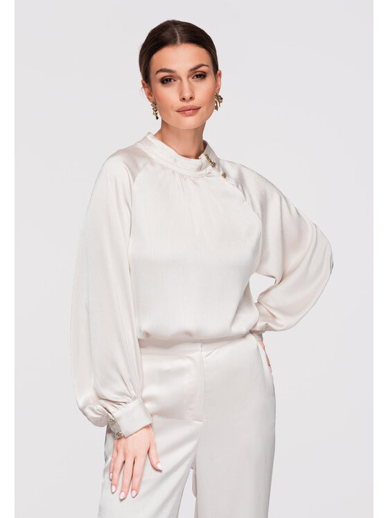 Ombre Ombre Bluzka OW-TS-E0024 Biały Loose Fit